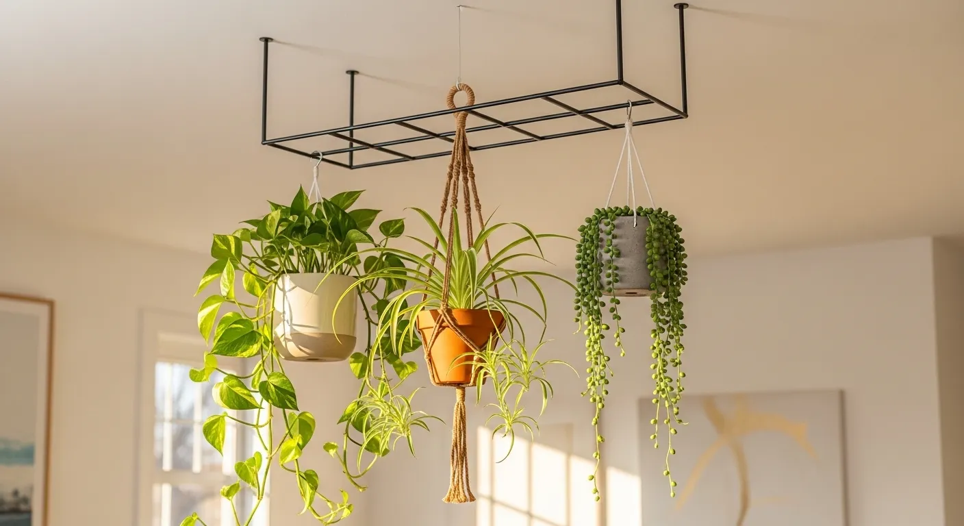 Jardim vertical com vasos em suportes, guia de jardinagem