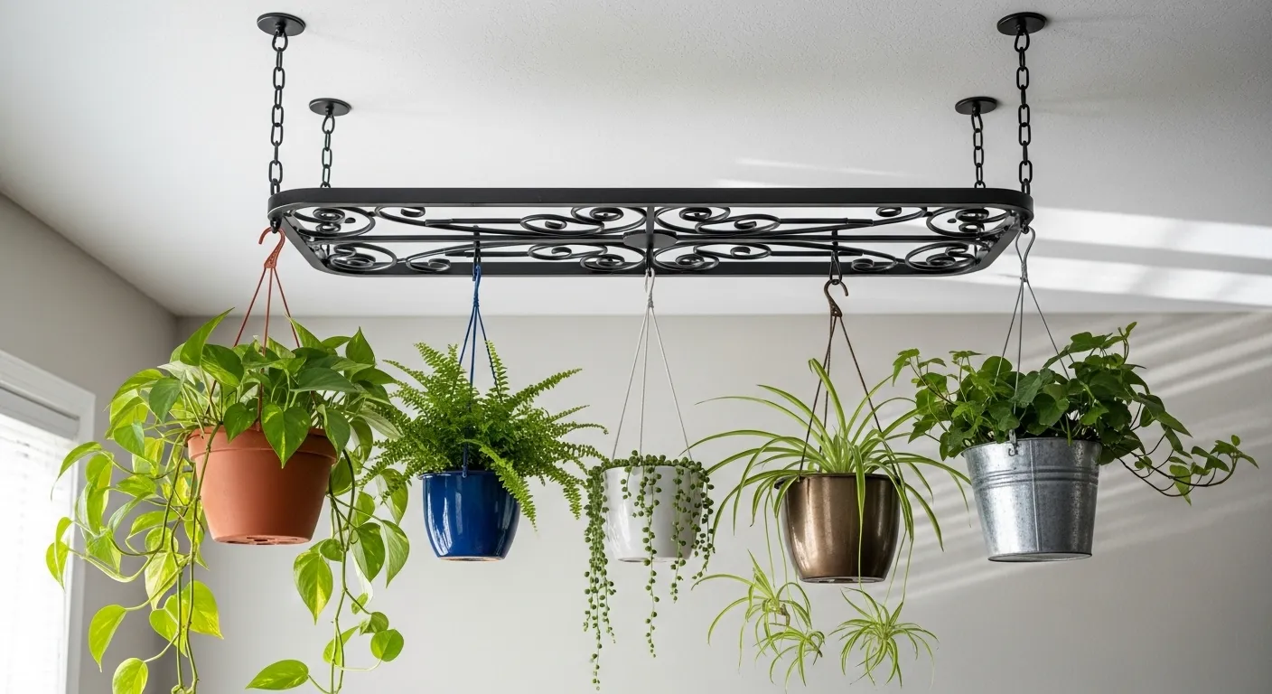 Suporte artesanal para plantas penduradas
